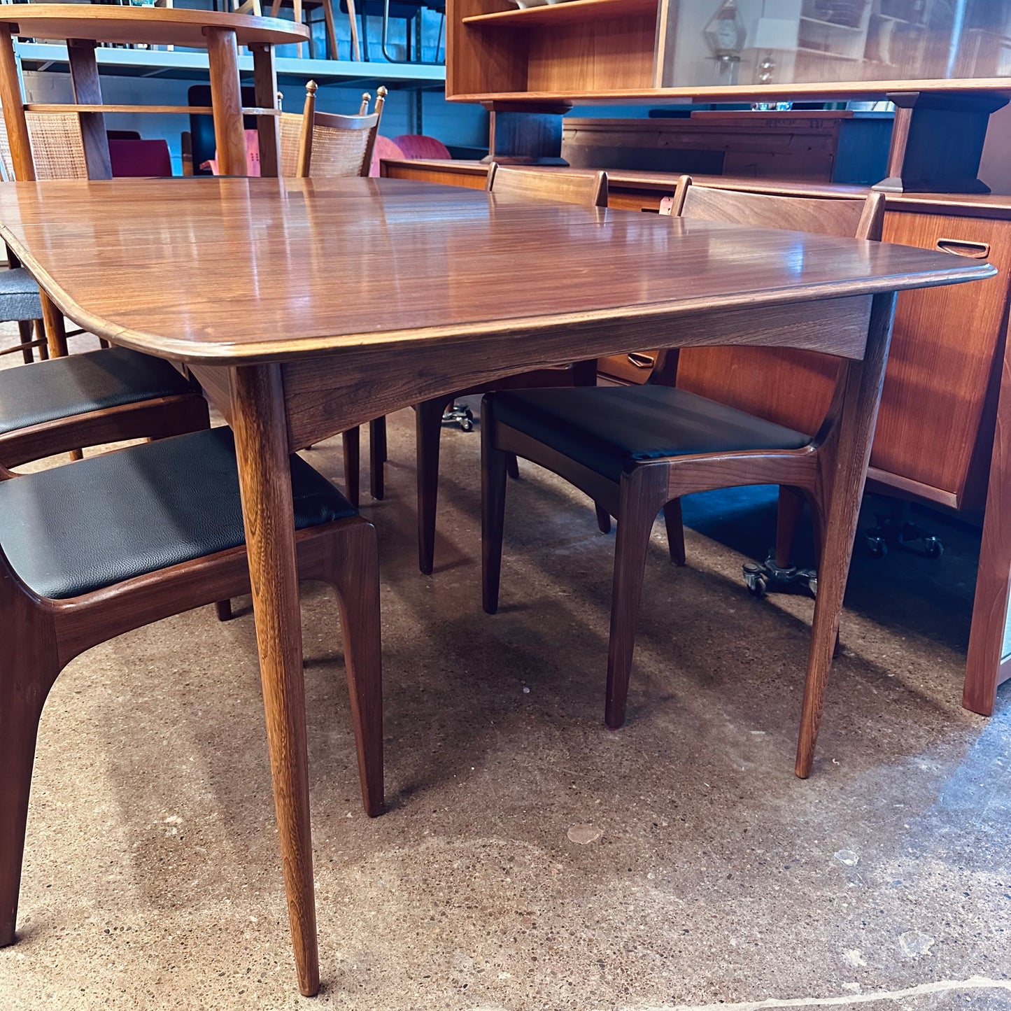 72” WALNUT DINING TABLE WITH TWO LEAVES - REFINISHED
