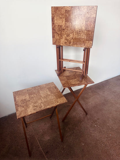 FAUX BOIS BURL WOOD FOLDING TABLES
