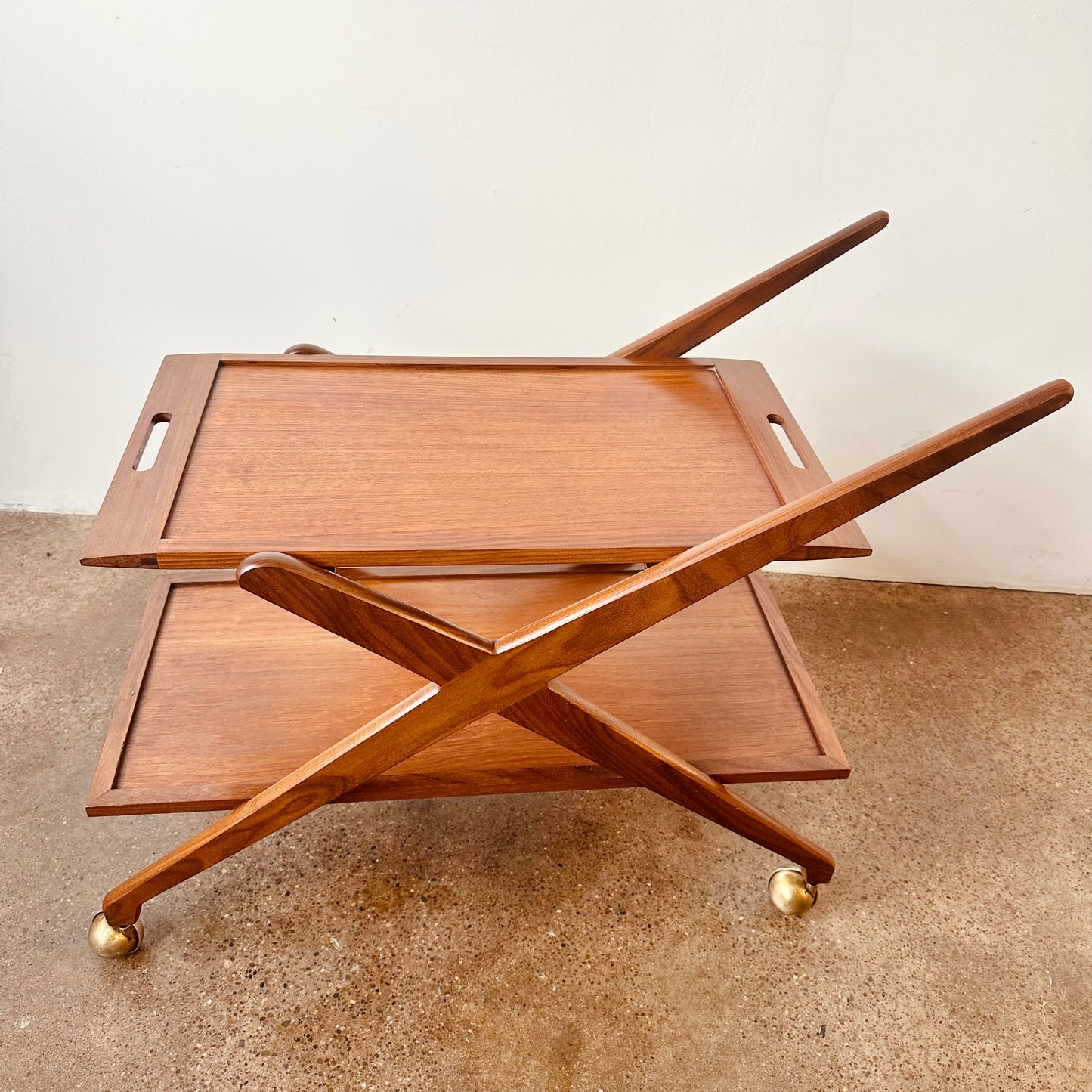 DANISH TEAK TWO TIER BAR CART TROLLY