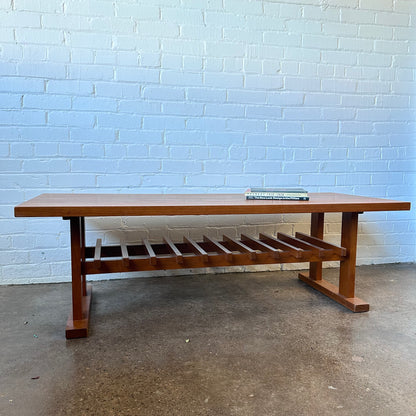LARGE CANADIAN TEAKWOOD MISSION COFFEE TABLE