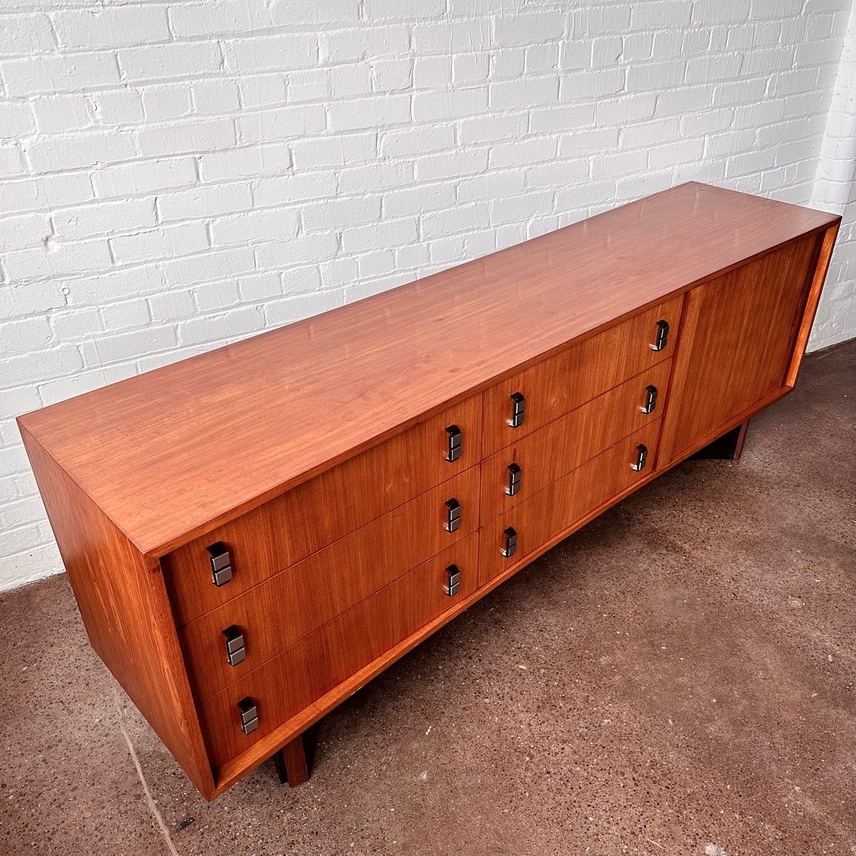 RS ASSOCIATES TEAK TAMBOUR DOOR CREDENZA