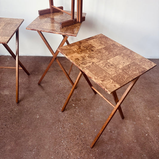 FAUX BOIS BURL WOOD FOLDING TABLES