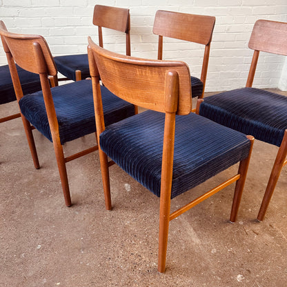 DANISH TEAK CARVED HANDLE DINING CHAIRS - S/6