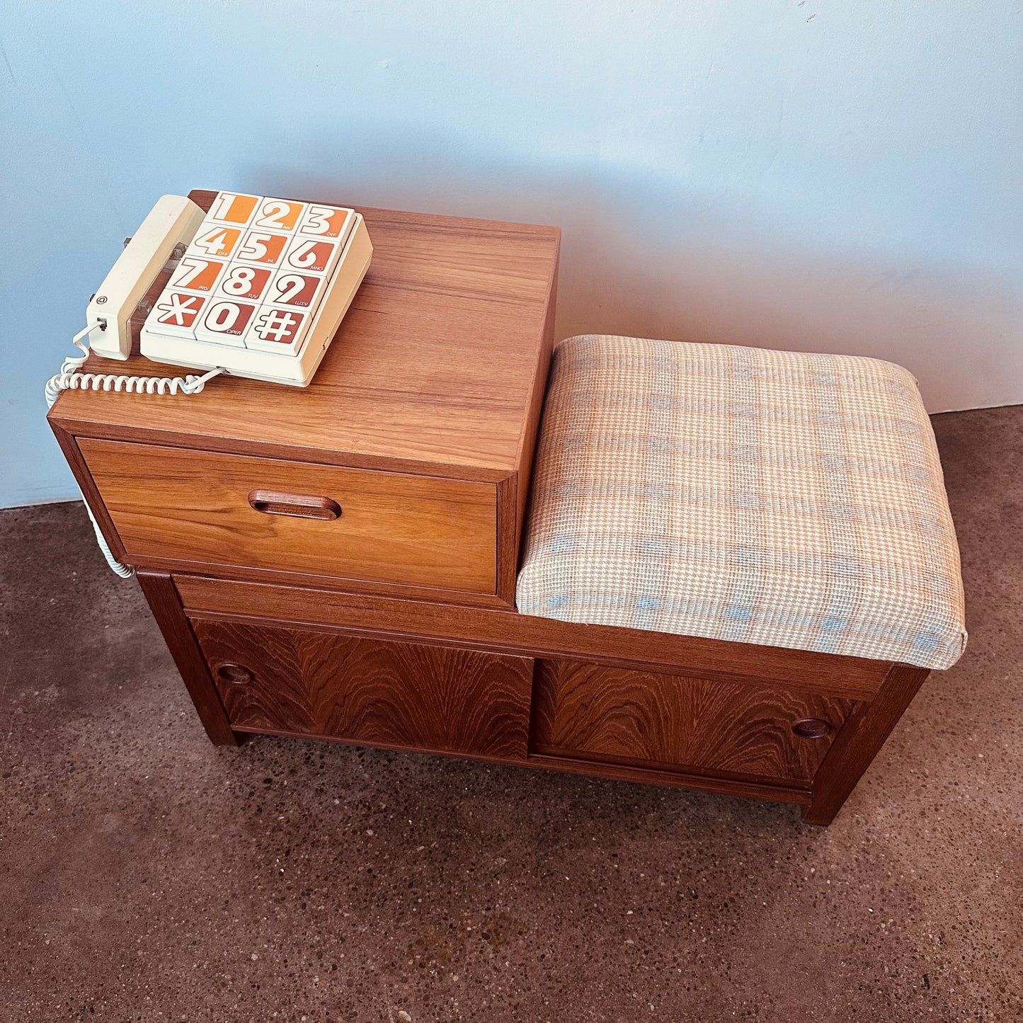 DANISH TEAK TELEPHONE TABLE HALL BENCH