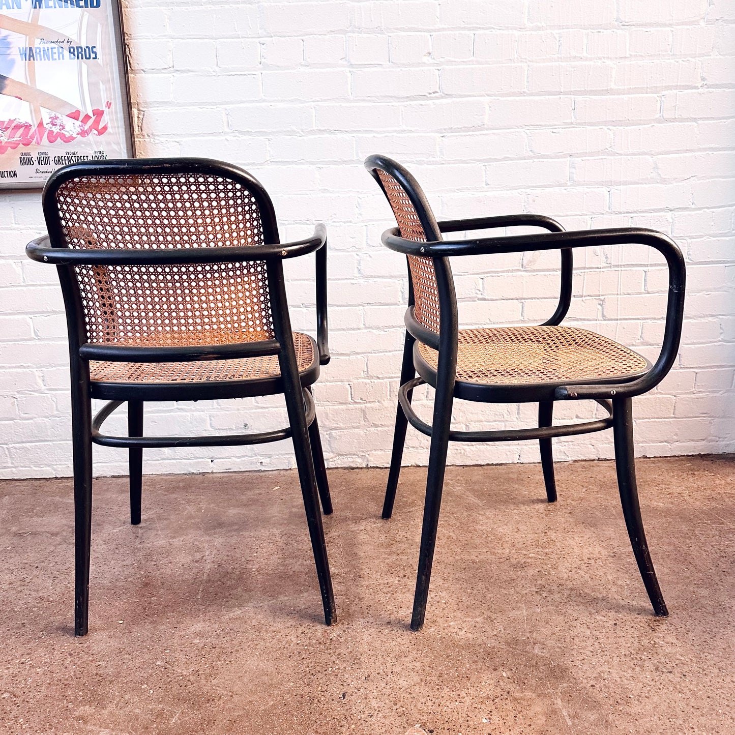 THONET JOSEF HOFFMAN BENTWOOD AND CANE NO.812 ARM CHAIRS