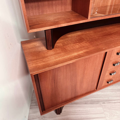 RS ASSOCIATES TEAK WOOD TWO PIECE SERVER WITH HUTCH TOP