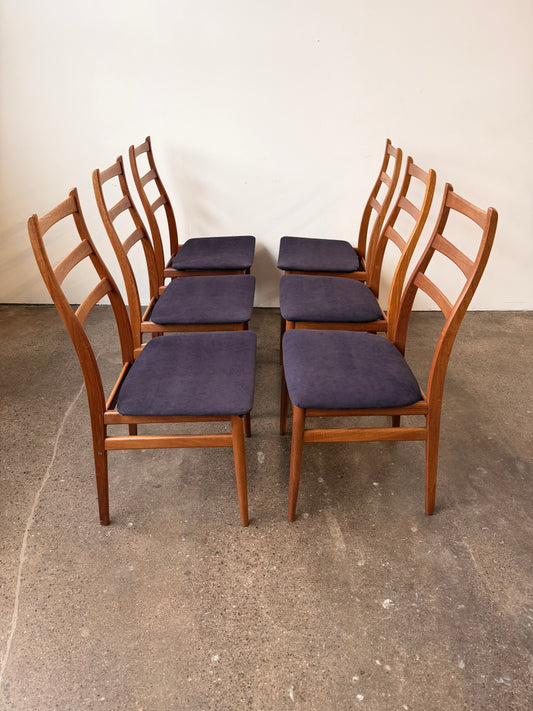 NORWEGIAN TEAK LADDERBACK DINING CHAIRS - SET OF 6