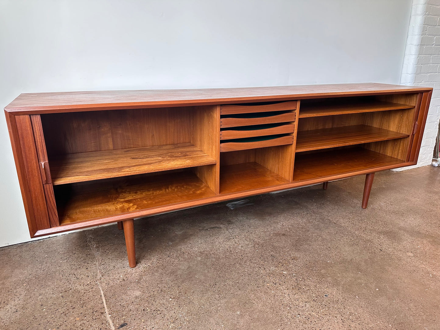 SVEND AAGE LARSEN FOR FAARUP MOBELFABRIK MID CENTURY TEAK TAMBOUR DOOR CREDENZA