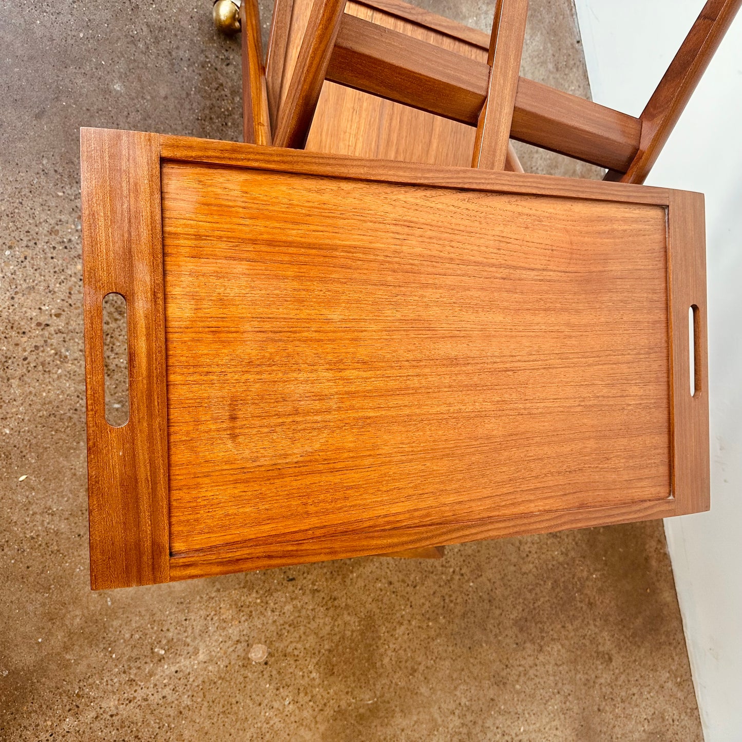 DANISH TEAK TWO TIER BAR CART TROLLY