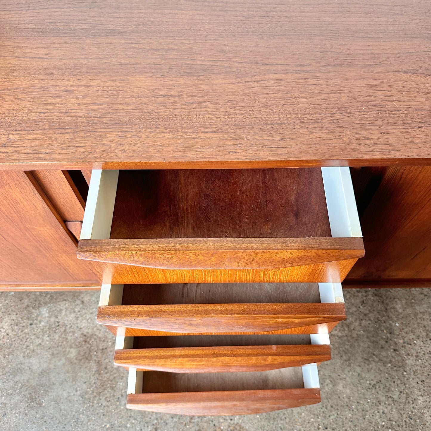 CLAUSEN AND SON DANISH MODERN TEAK CREDENZA WITH BYPASS DOORS