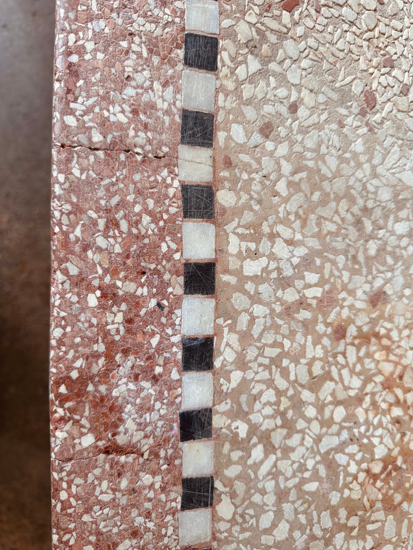 CAST IRON AND TERRAZZO FRENCH BISTRO TABLE CIRCA 19THC