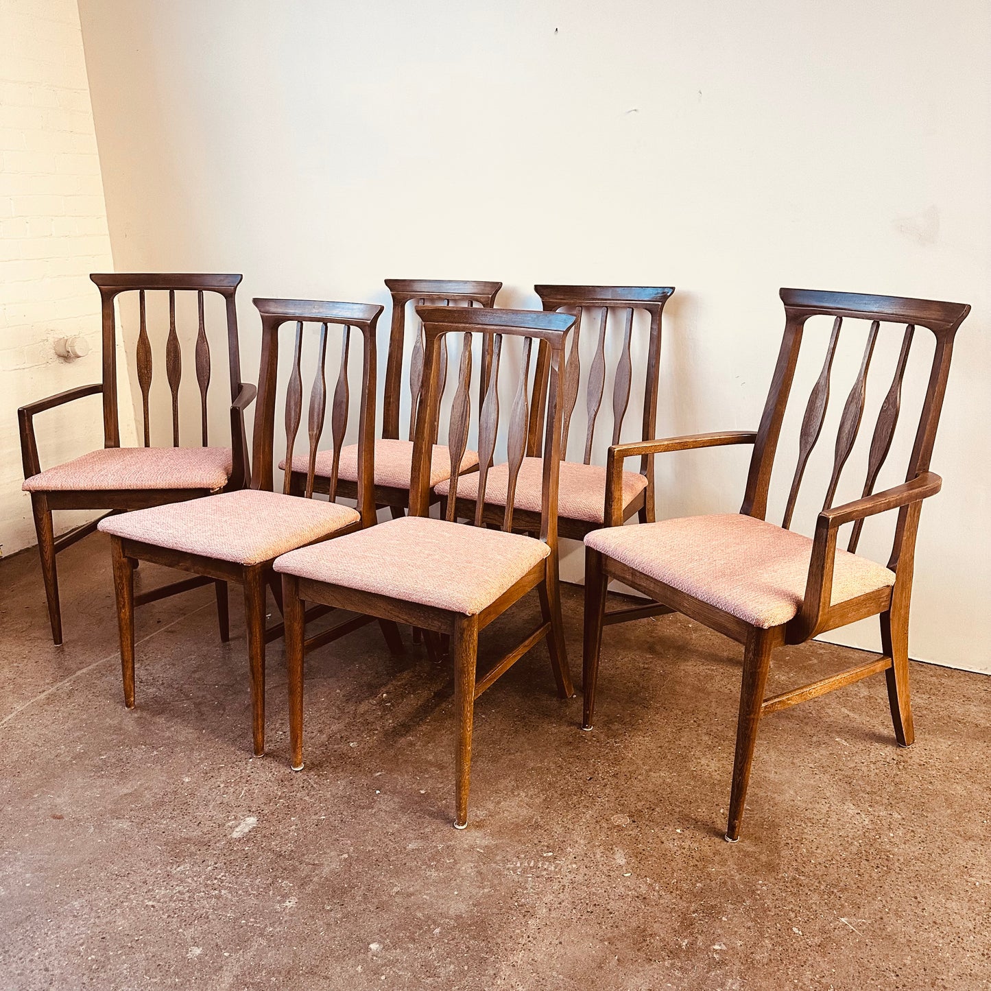 WALNUT MID-CENTURY DINING CHAIRS - SET OF 6