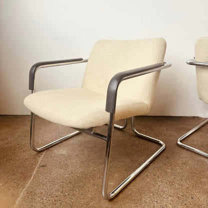 PAIR OF MID CENTURY TUBULAR CHROME CLIENT CHAIRS