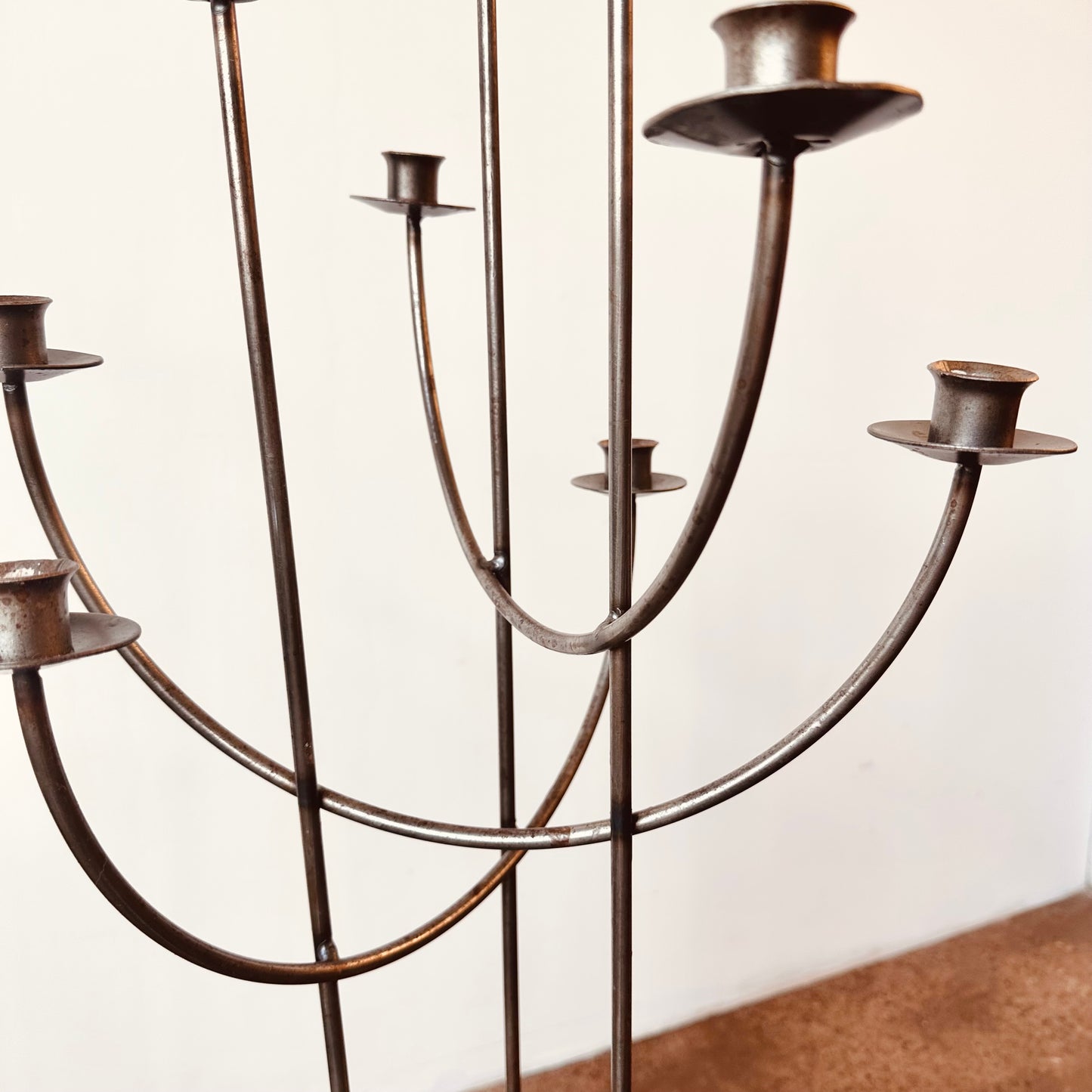 PAIR OF BRUTALIST 8 CANDLE HOLDER FLOOR CANDELABRA