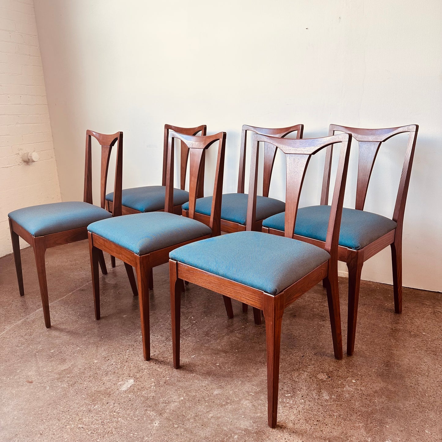 SET OF 6 WALNUT DINING CHAIRS