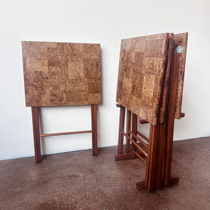 FAUX BOIS BURL WOOD FOLDING TABLES