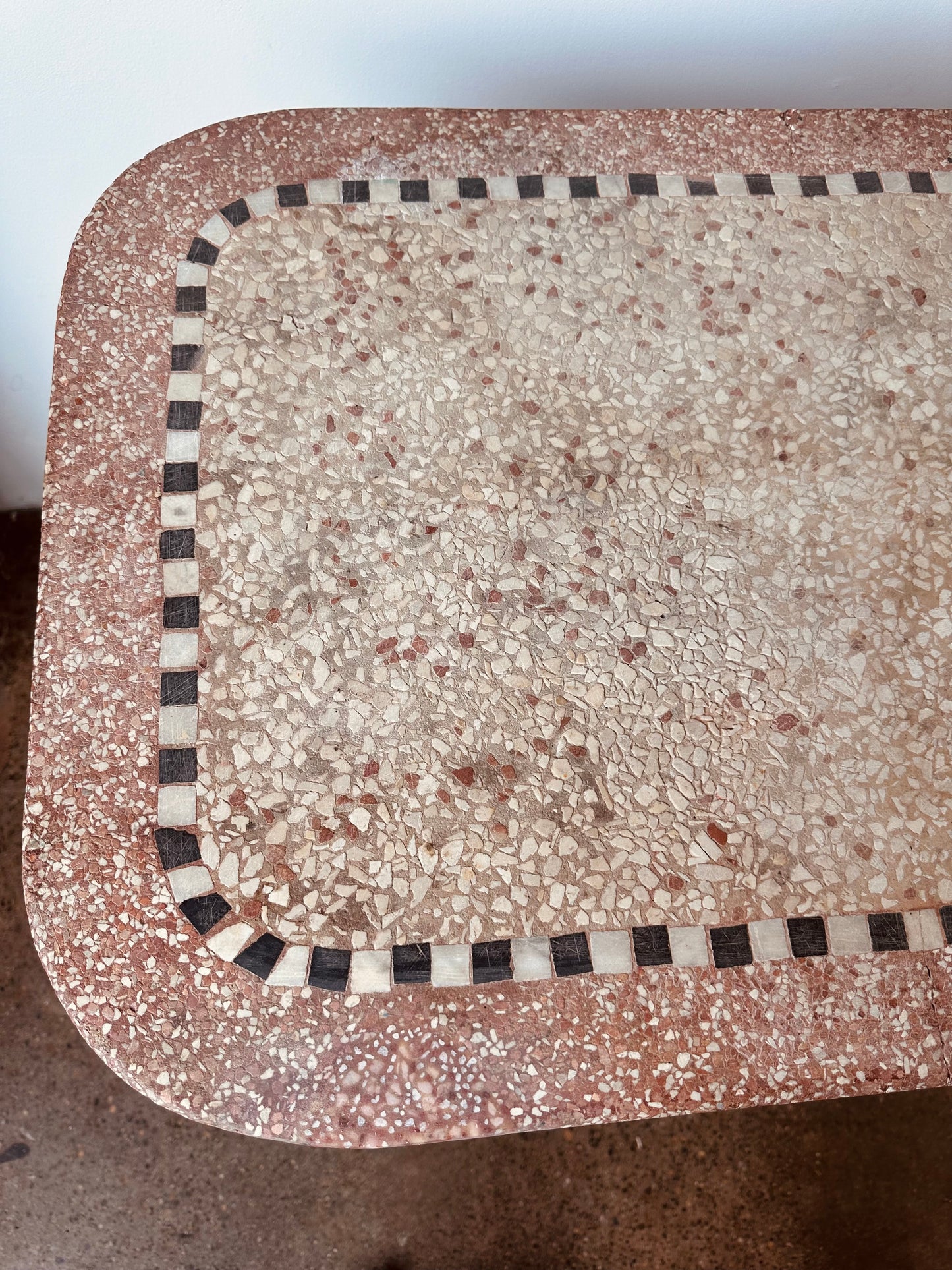 CAST IRON AND TERRAZZO FRENCH BISTRO TABLE CIRCA 19THC