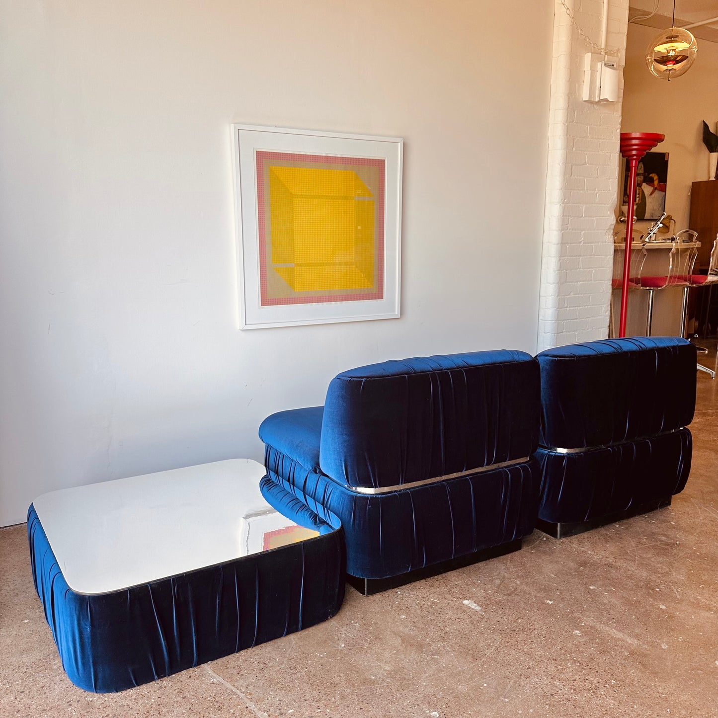 THONET CUBE SOFA AND OTTOMAN SET