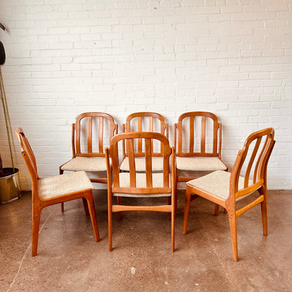 DANISH MODERN ARCHES BACK TEAK DINING CHAIRS -S/6