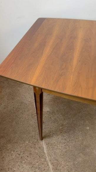 MID-CENTURY WALNUT AND ROSEWOOD DINING TABLE - REFINISHED