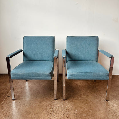 HARVEY PROBBER STYLE CHROME ARM CHAIRS - A PAIR