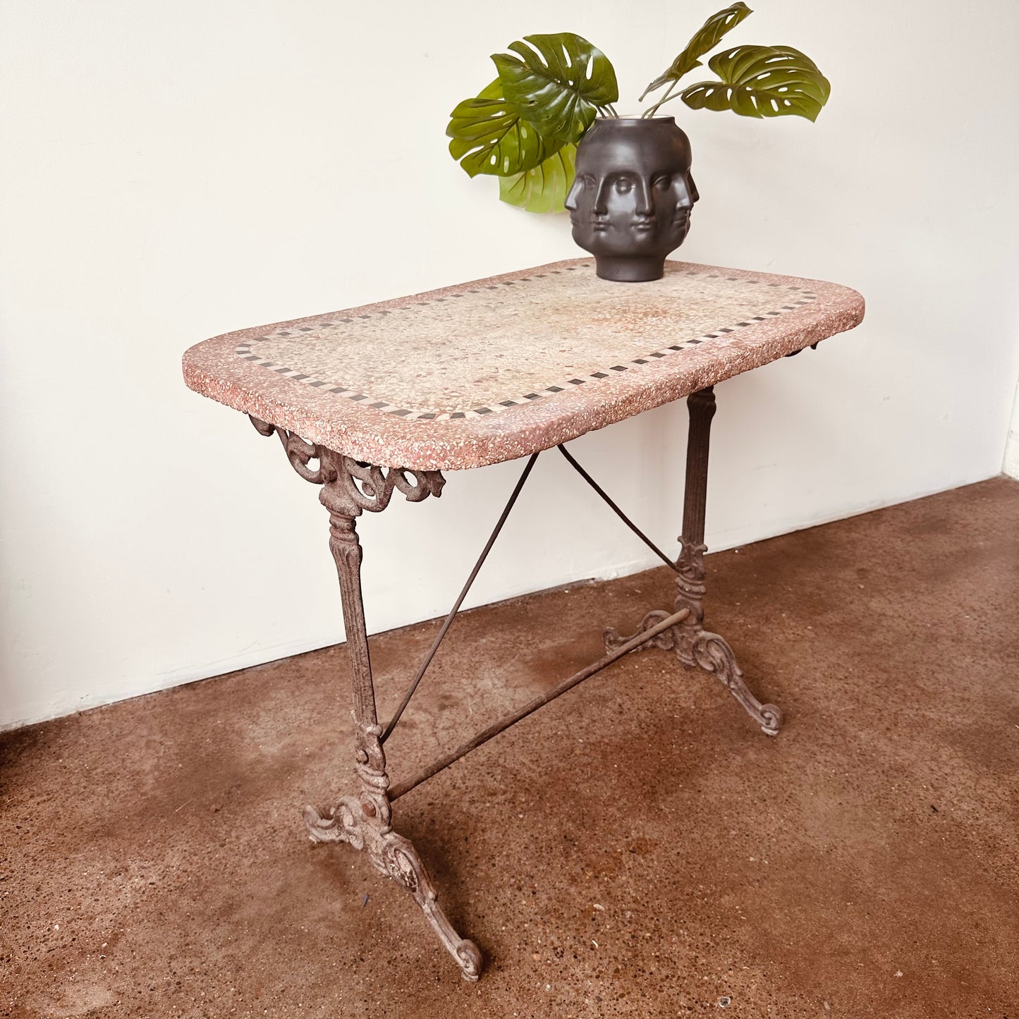 CAST IRON AND TERRAZZO FRENCH BISTRO TABLE CIRCA 19THC