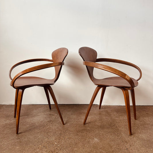 PAIR OF NORMAN CHERNER FOR PLYCRAFT BENWOOD PRETZEL CHAIRS