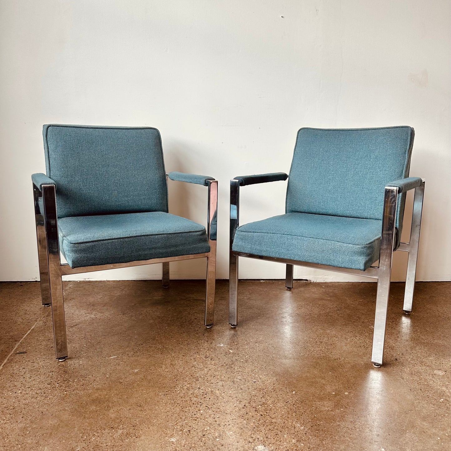 HARVEY PROBBER STYLE CHROME ARM CHAIRS - A PAIR