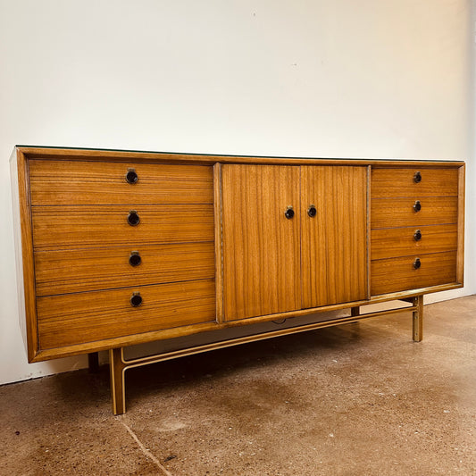 MID-CENTURY AFRICAN MAHOGANY 12 DRAWER DRESSER