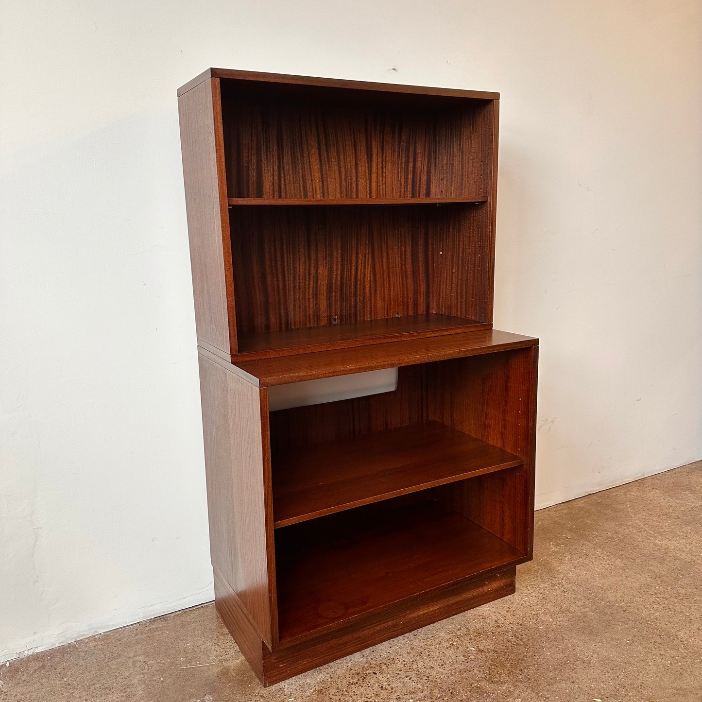 AFROMOSIA TWO PIECE BOOKSHELF