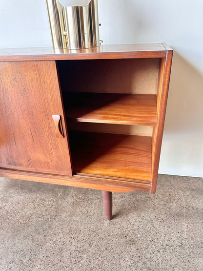 CLAUSEN AND SON DANISH MODERN TEAK CREDENZA WITH BYPASS DOORS