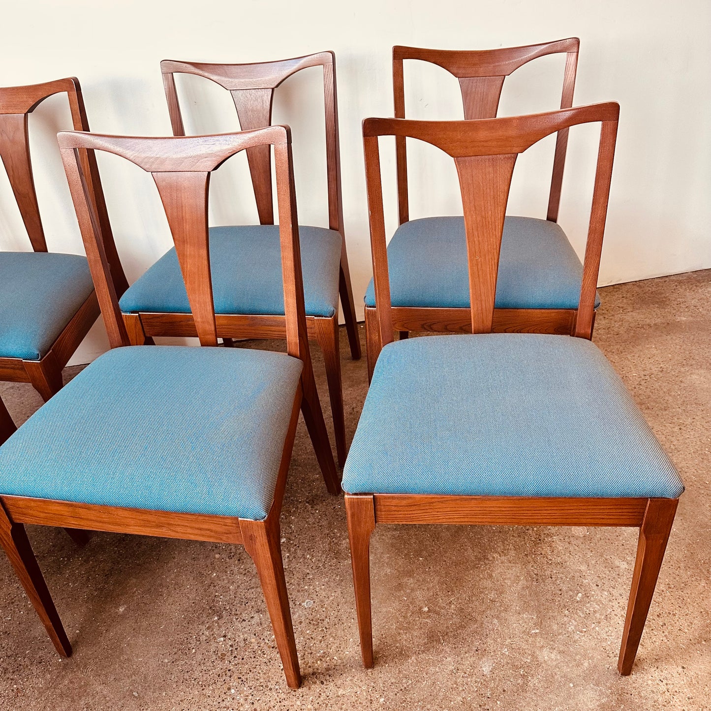 SET OF 6 WALNUT DINING CHAIRS