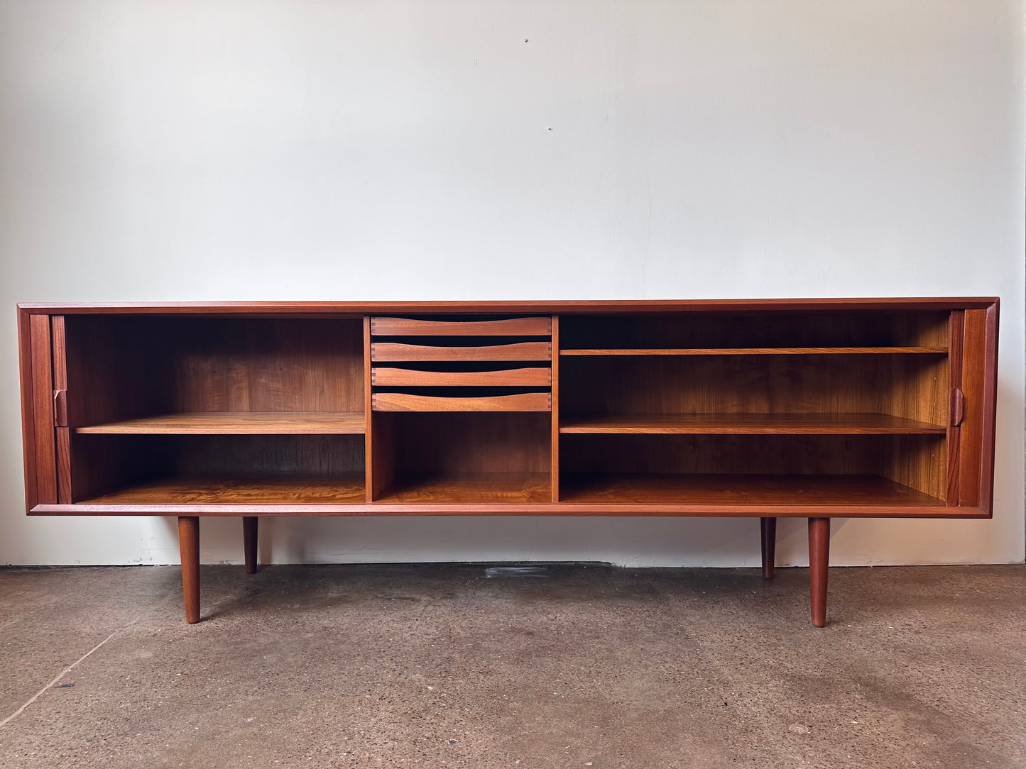 SVEND AAGE LARSEN FOR FAARUP MOBELFABRIK MID CENTURY TEAK TAMBOUR DOOR CREDENZA