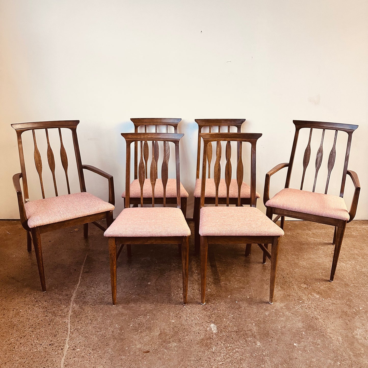 WALNUT MID-CENTURY DINING CHAIRS - SET OF 6