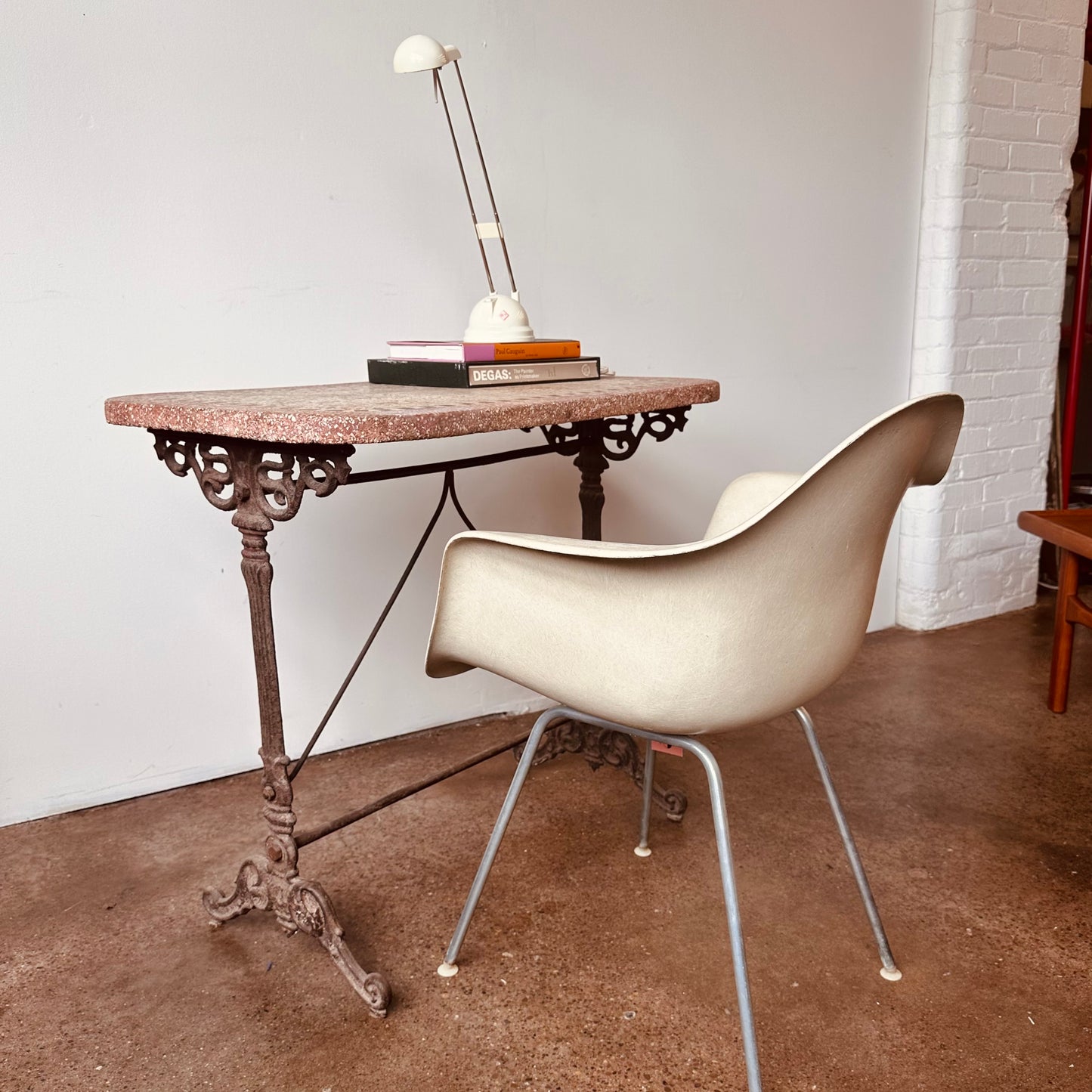 CAST IRON AND TERRAZZO FRENCH BISTRO TABLE CIRCA 19THC