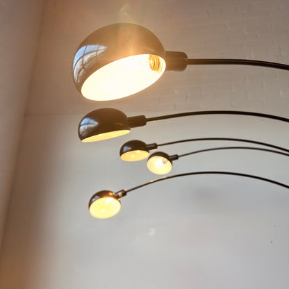 MID-CENTURY BLACK 5 LIGHT ARC LAMP