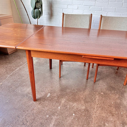 DANISH TEAK DINING TABLE 105” EXPANDABLE & REFINISHED
