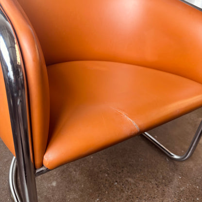 CANTILEVERED CHROME CLUB TUB CHAIR BY BURGASSER & LORENZ FOR THONET