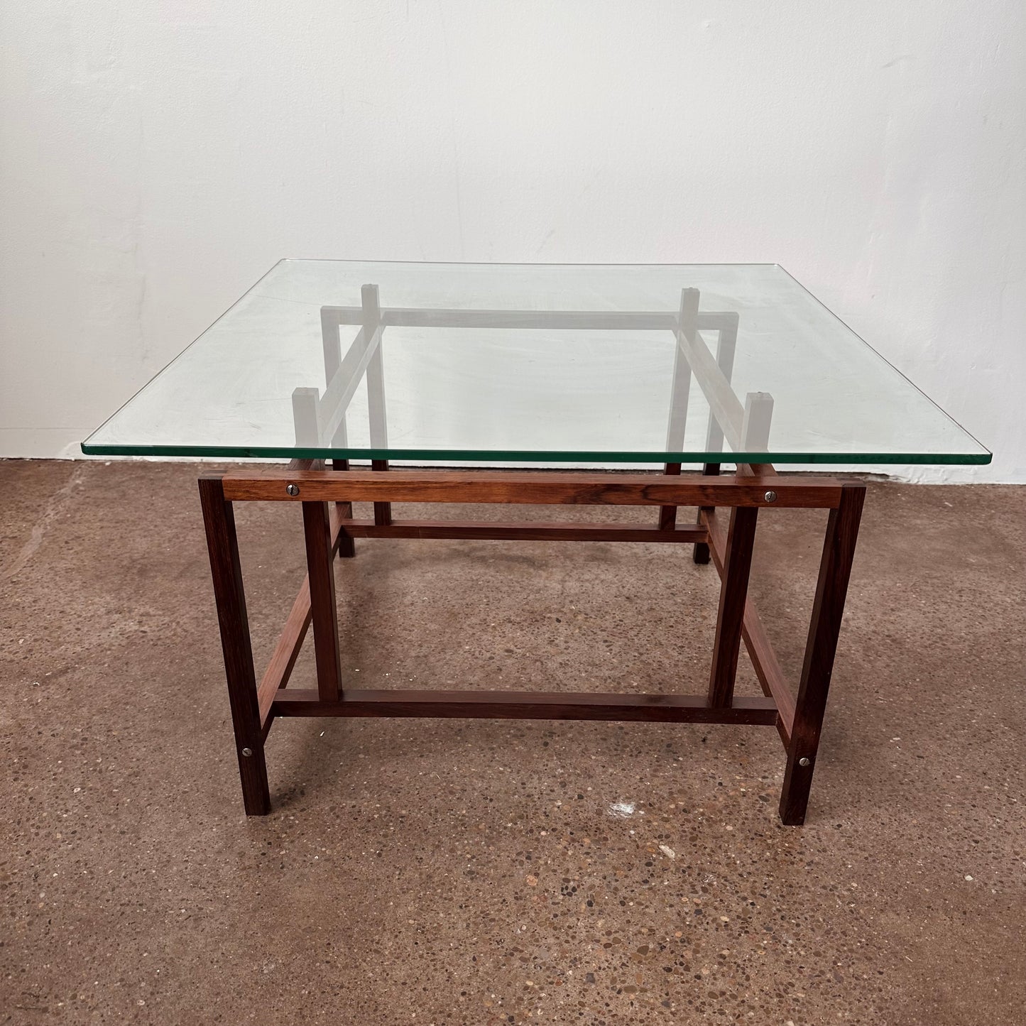 ROSEWOOD AND GLASS HENNING NORGAARD SIDE TABLE