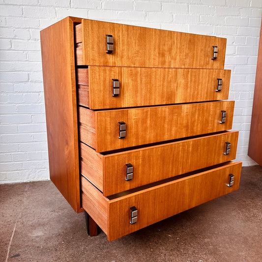 RS ASSOCIATES TEAK 5-DRAWER DRESSER