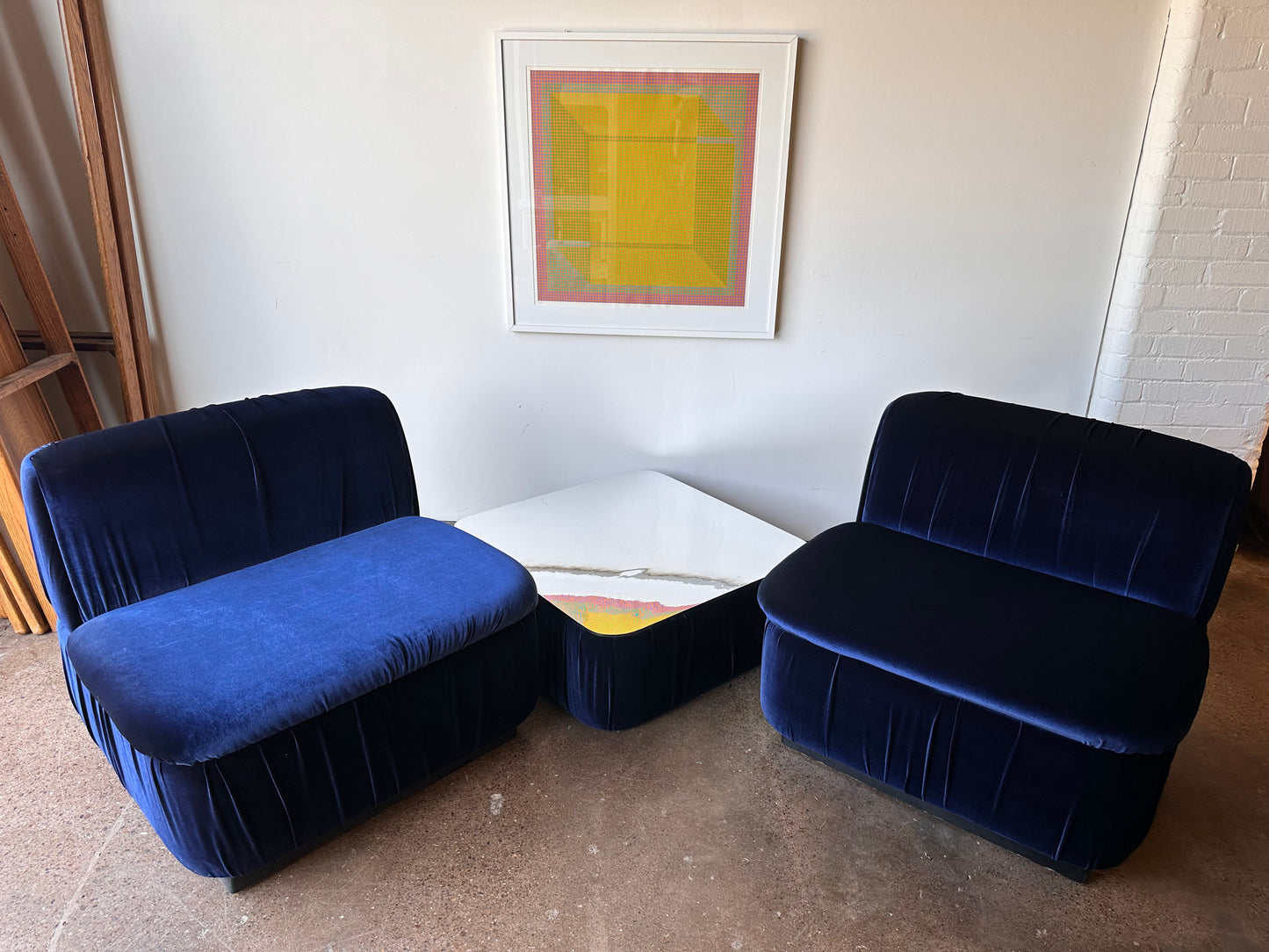 THONET CUBE SOFA AND OTTOMAN SET