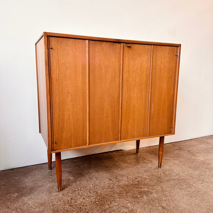 ACCORDION DOOR HONEY TONE BAR CABINET