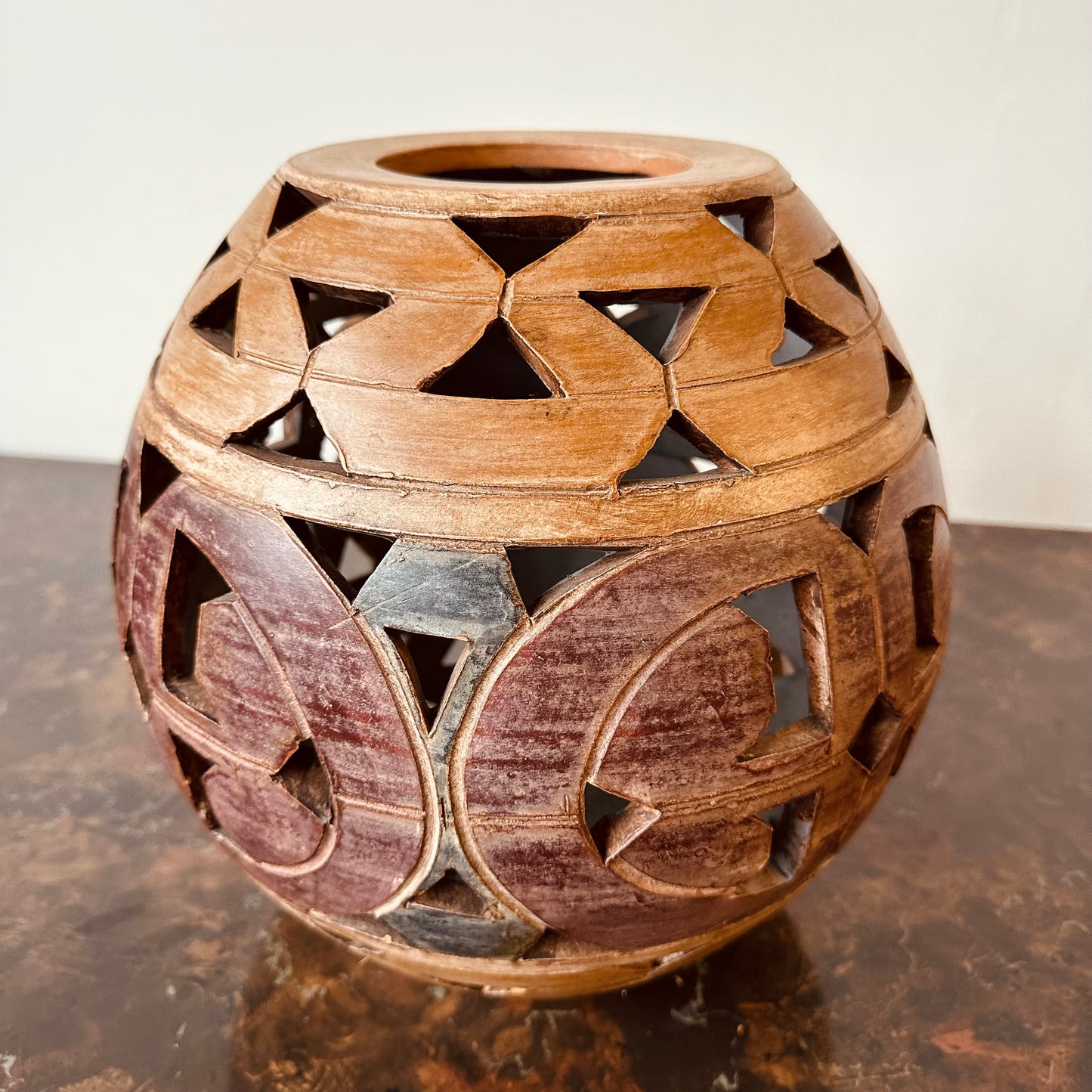 CARVED CERAMIC CUT-OUT VESSEL