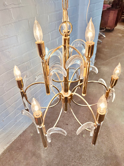 GAETANO SCIOLARI BRASS AND GLASS CHANDELIER