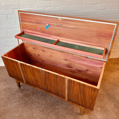LANE FURNITURE MID-CENTURY MODERN WALNUT CEDAR TRUNK CHEST C.1960S