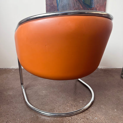 CANTILEVERED CHROME CLUB TUB CHAIR BY BURGASSER & LORENZ FOR THONET