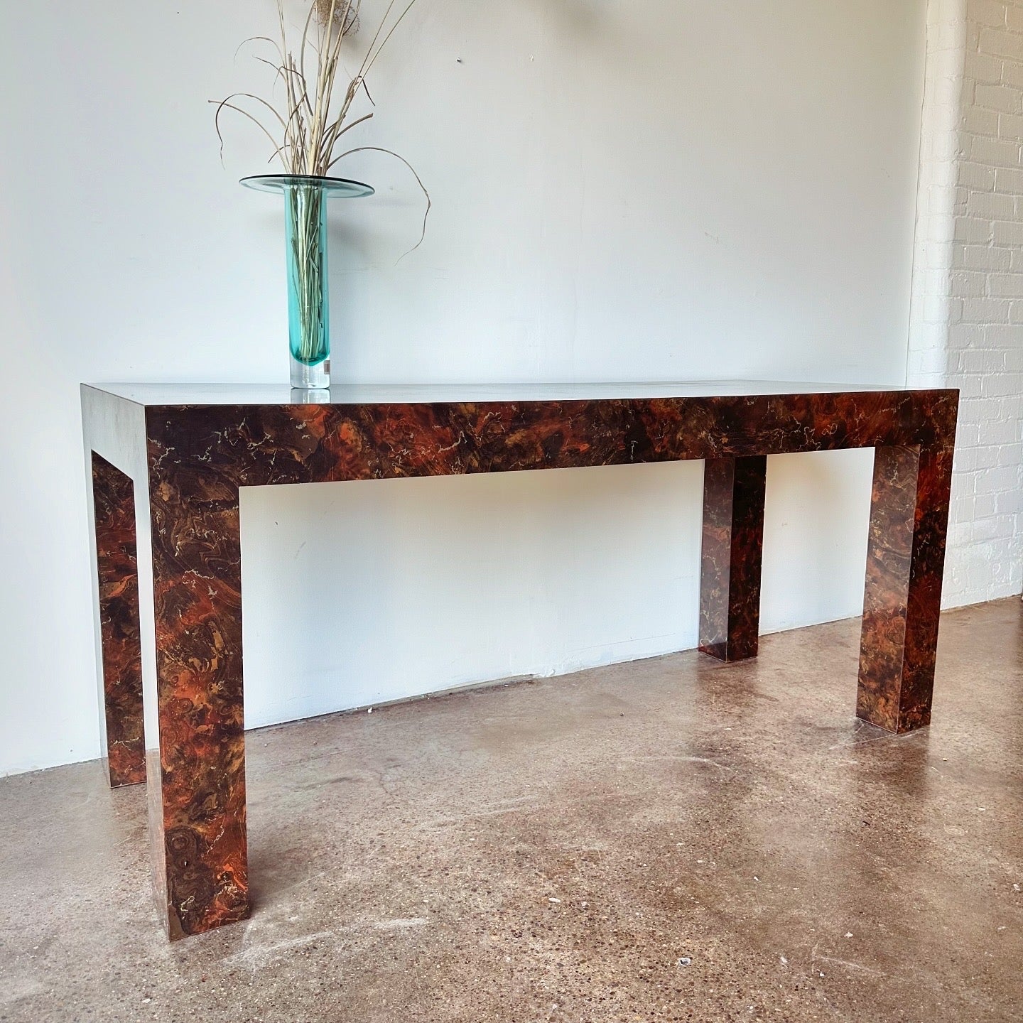 FAUX BURL LAMINATE PARSONS TABLE OR DESK