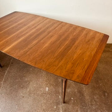 MID-CENTURY WALNUT AND ROSEWOOD DINING TABLE - REFINISHED