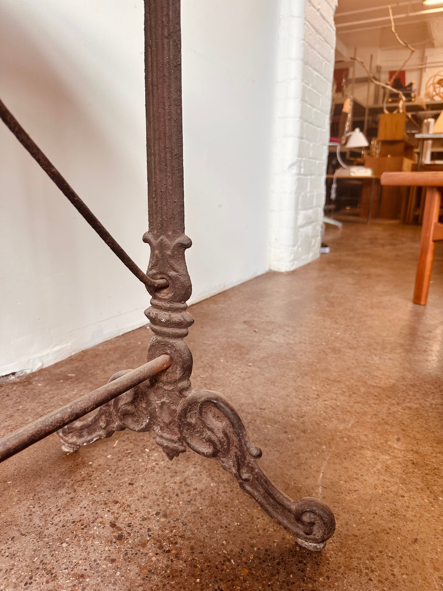 CAST IRON AND TERRAZZO FRENCH BISTRO TABLE CIRCA 19THC