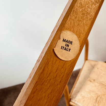 MAPLE + WOVEN RUSH ITALIAN CHAIRS - PAIR